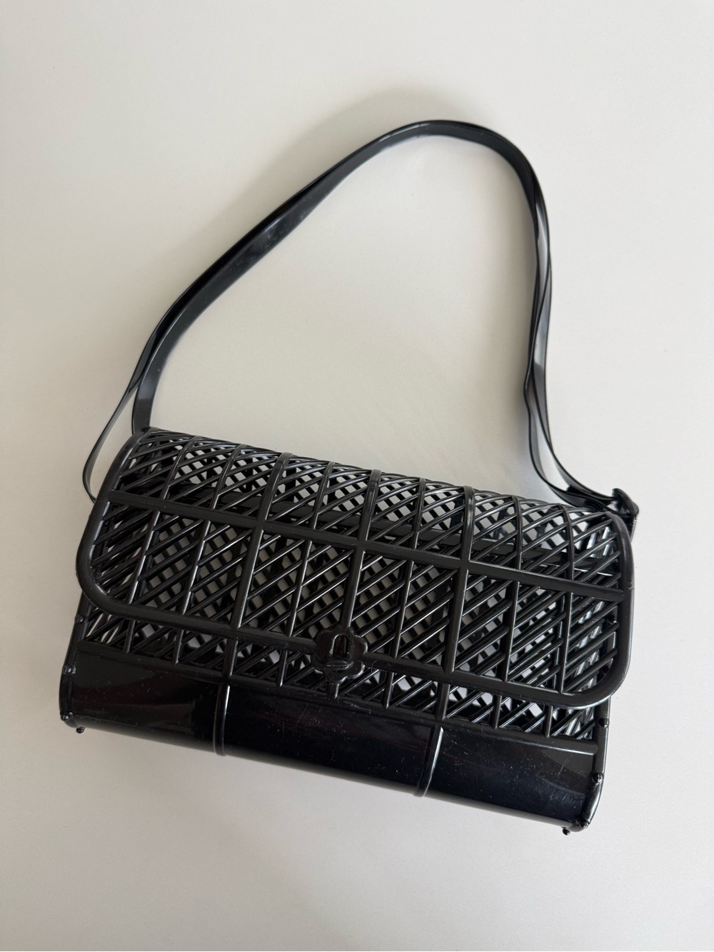 Black Woven Crossbody Shoulder Bag - Elegant Everyday Carry